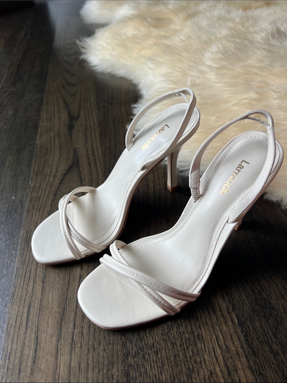 Larroude Annie Heels 7.5 Kid Skin Ivory